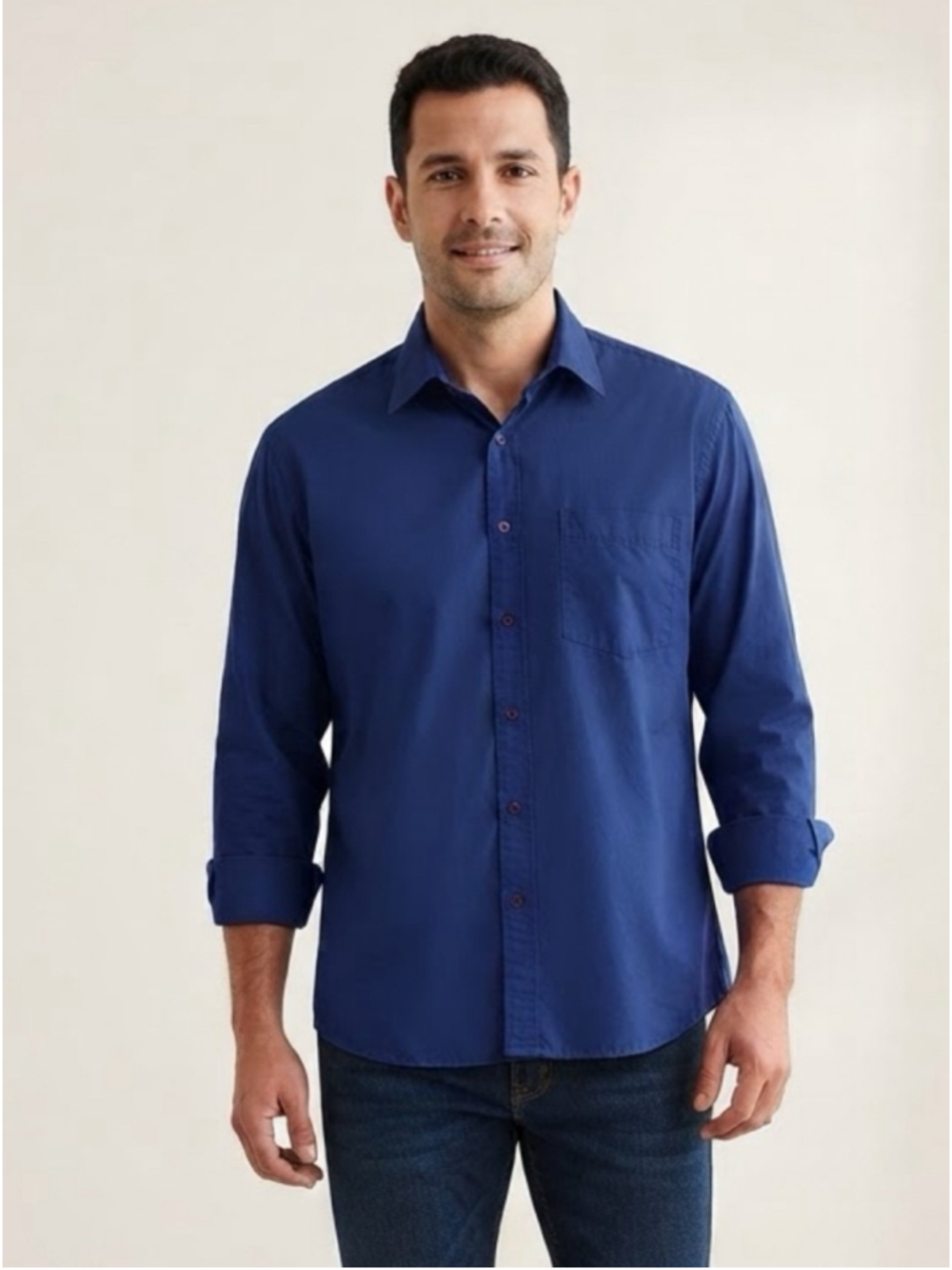 Oxemberg blue long sleeve mens formal office work button down size L Large EUC